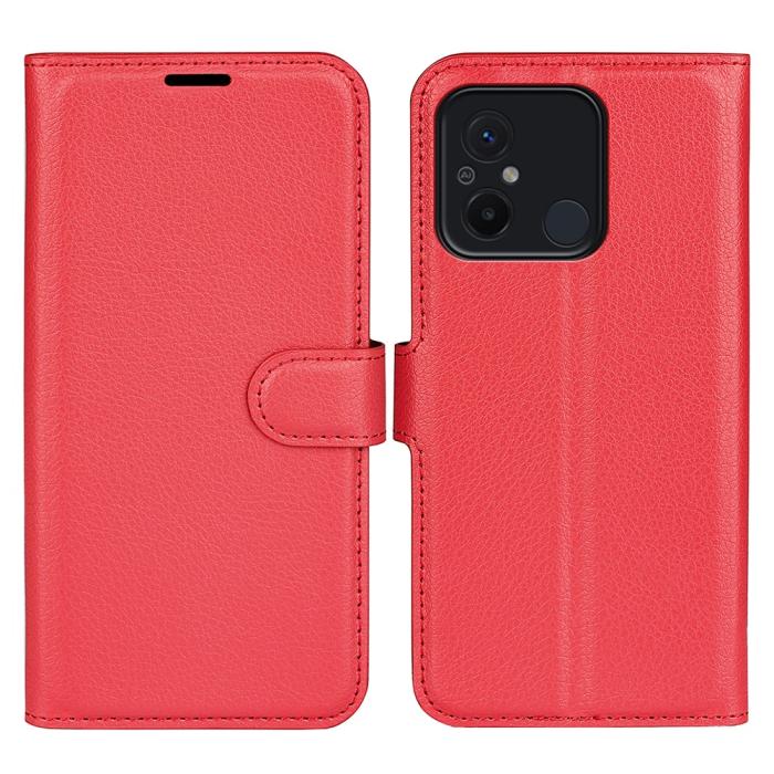 Bild 1, Xiaomi Redmi 12C 4G Fodral Litchi Läder Röd