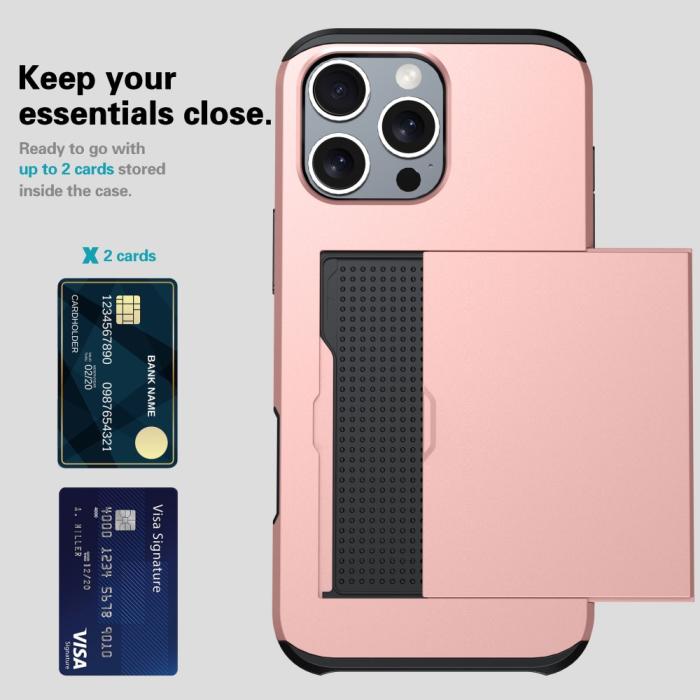 Bild 3, iPhone 16 Pro Skal Med Kortfack Hybrid Militär Grön