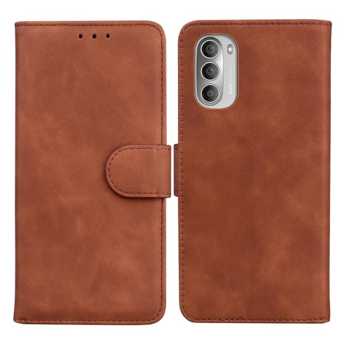 Bild 1, Motorola Moto G51 Fodral Skin Touch Läder Brun