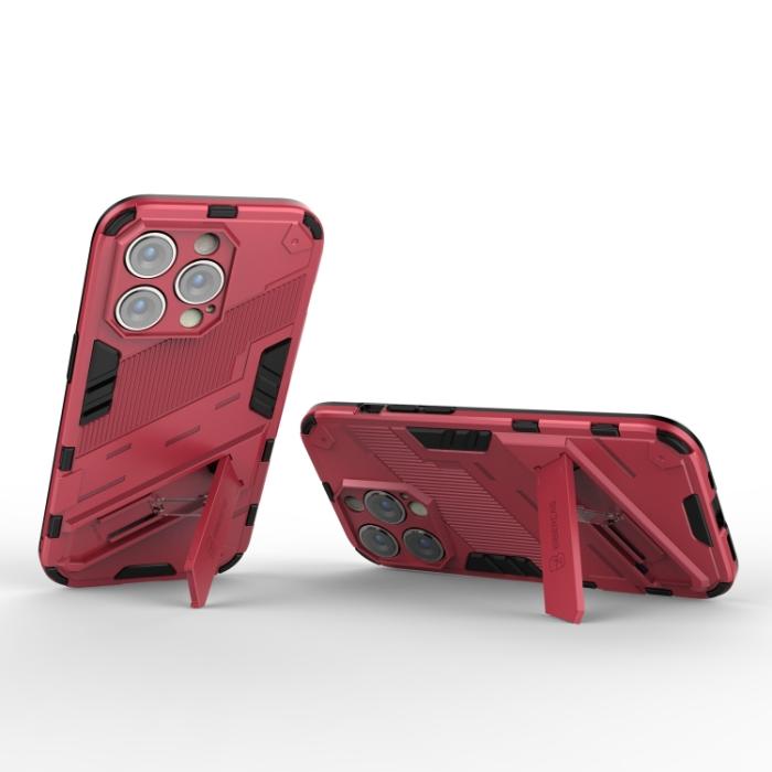 Bild 4, iPhone 14 Pro Skal Hybrid Med Kickstand Röd/Rosa