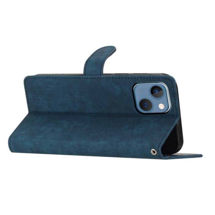 Bild 2, iPhone 15 Plus Fodral Skin Touch Läder Blå