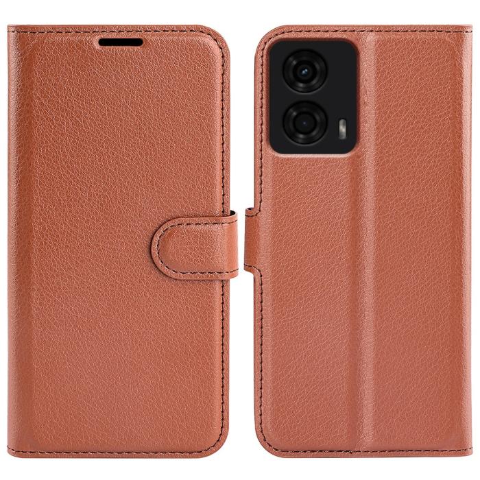 Bild 1, Motorola Moto G04 4G/G24 4G Fodral Litchi Läder Brun