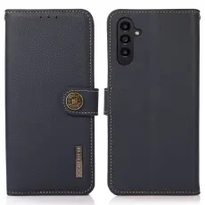 KHAZNEH Galaxy S24 Fodral RFID Äkta Läder Blå