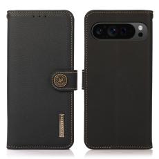 KHAZNEH Google Pixel 9 Pro XL Fodral RFID Äkta Läder Svart