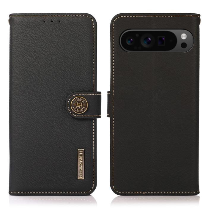 Bild 1, KHAZNEH Google Pixel 9 Pro XL Fodral RFID Äkta Läder Svart