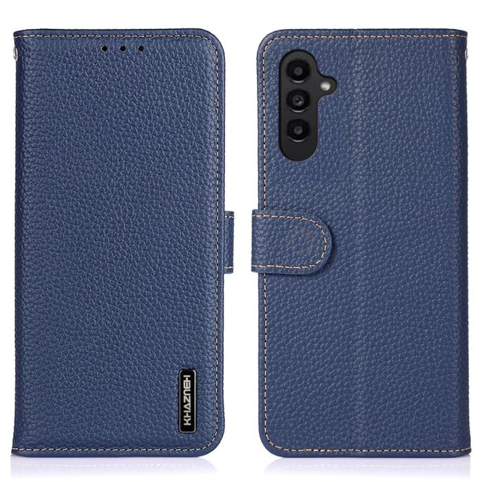 Bild 1, KHAZNEH Samsung Galaxy S24 FE Fodral Äkta Läder Mörk Blå