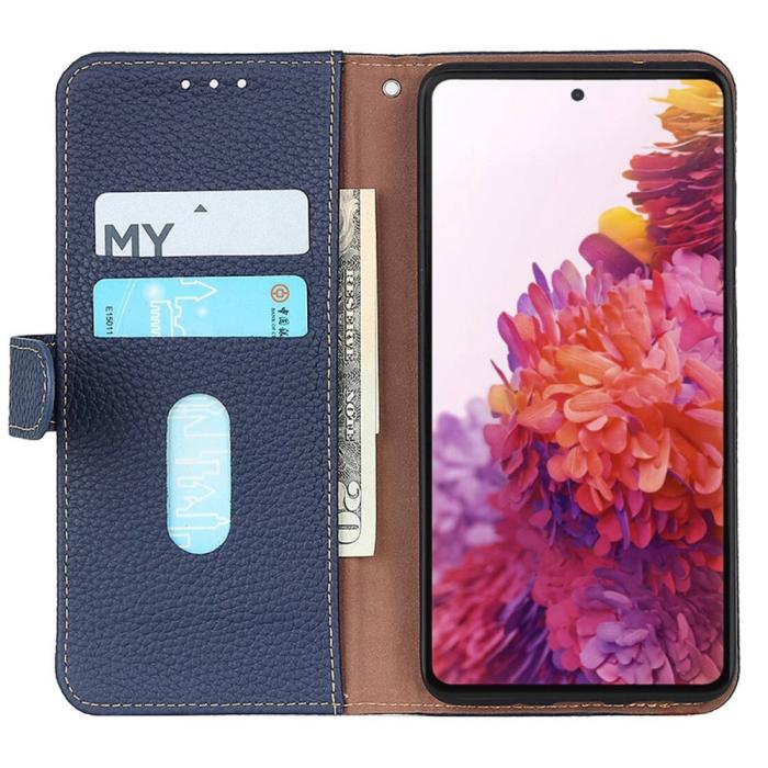Bild 2, KHAZNEH Samsung Galaxy S24 FE Fodral Äkta Läder Mörk Blå