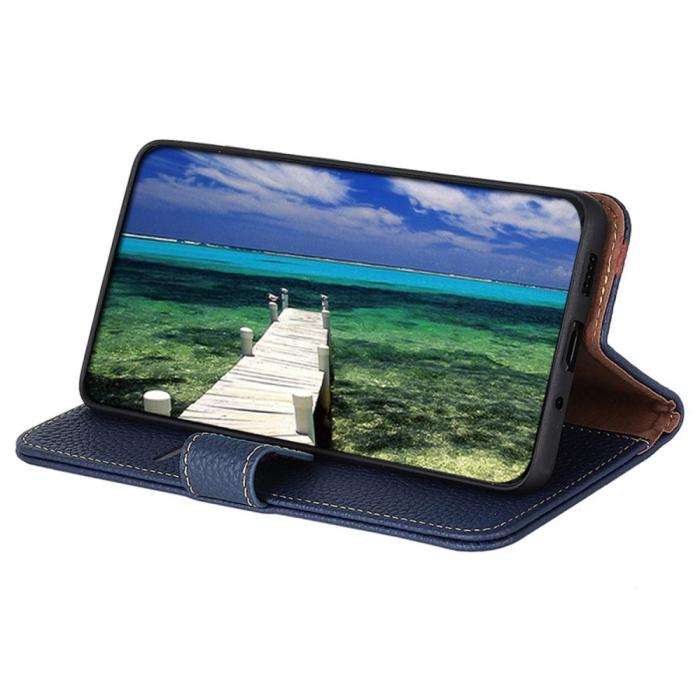 Bild 3, KHAZNEH Samsung Galaxy S24 FE Fodral Äkta Läder Mörk Blå