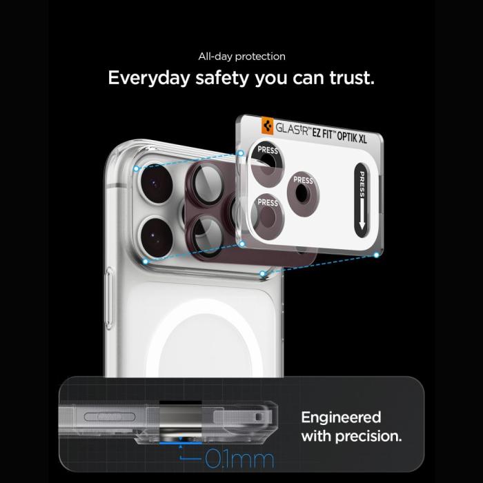 Bild 6, Spigen iPhone 18 Pro Max Linsskydd Optik Pro XL GLAS.tR 'Ez Fit'