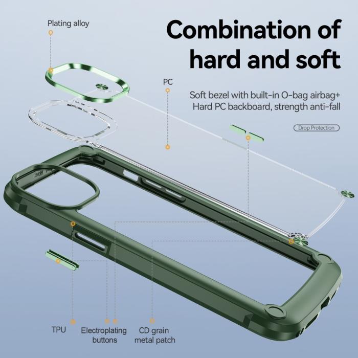 Bild 3, iPhone 15 Plus Skal Shockproof Hybrid Armor Grön