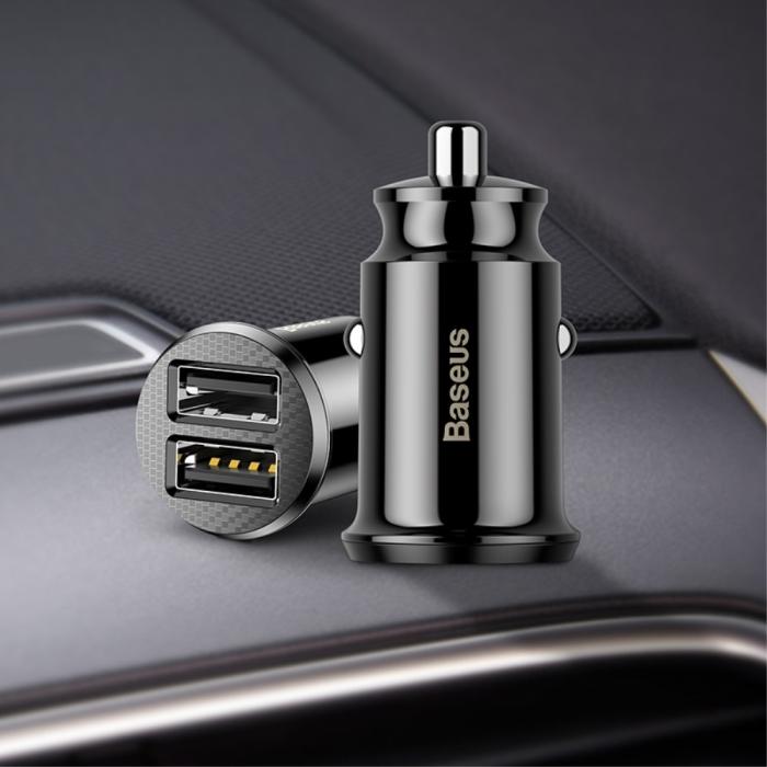 Bild 1, Baseus Grain Billaddare Dubbel-USB 3.1A - Svart