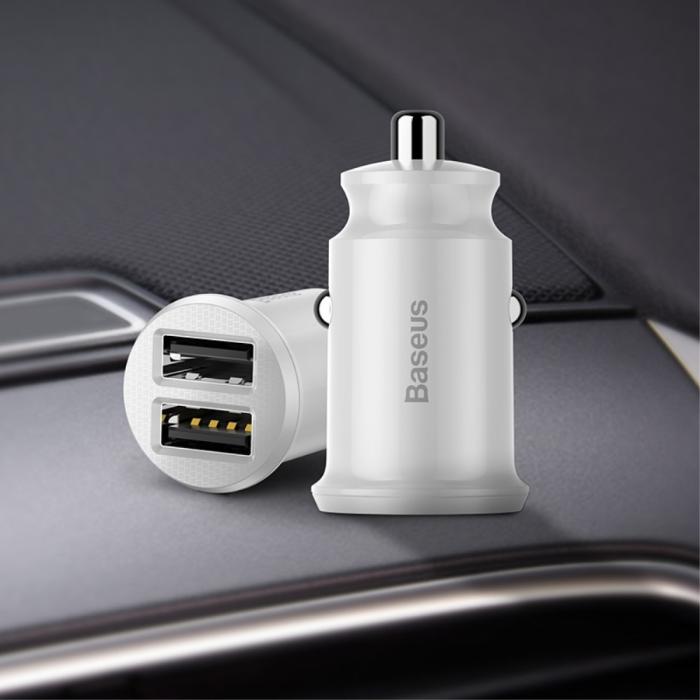 Bild 1, Baseus Grain Billaddare Dubbel-USB 3.1A - Vit