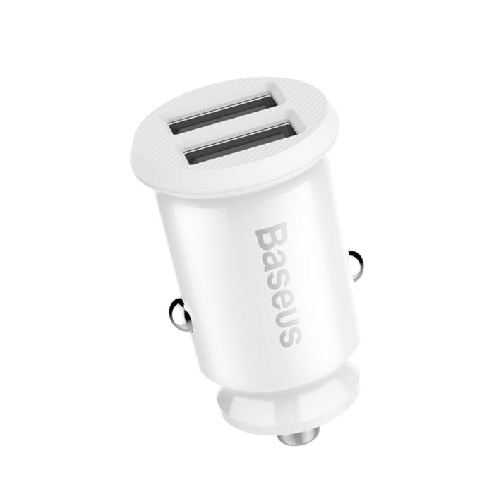 Bild 3, Baseus Grain Billaddare Dubbel-USB 3.1A - Vit