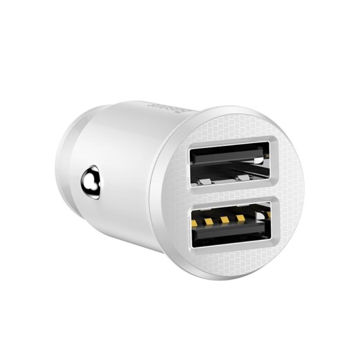 Bild 4, Baseus Grain Billaddare Dubbel-USB 3.1A - Vit