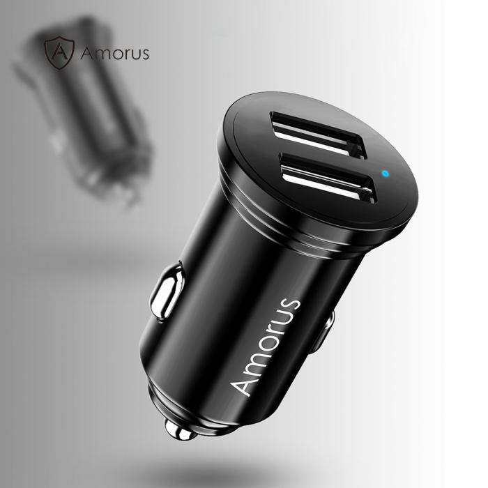 Bild 2, AMORUS Snabbladdare Dubbel-USB 3.4A - Svart