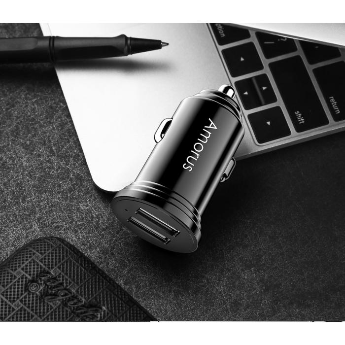 Bild 4, AMORUS Snabbladdare Dubbel-USB 3.4A - Svart