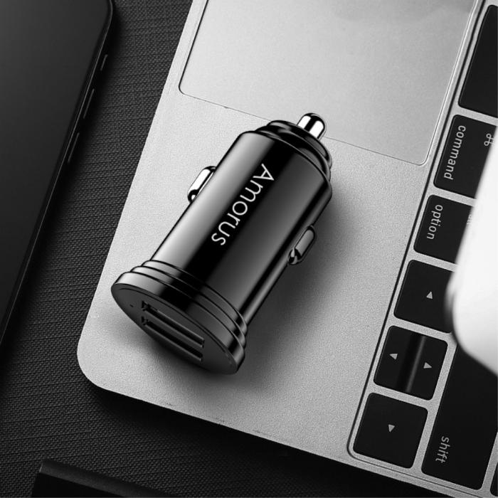Bild 5, AMORUS Snabbladdare Dubbel-USB 3.4A - Svart