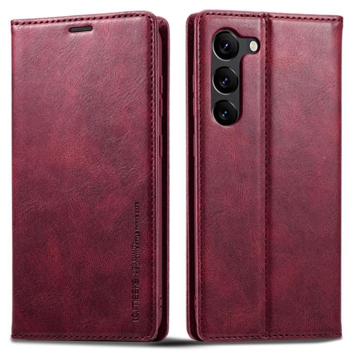 Bild 1, LC.IMEEKE Galaxy S23 Fodral Flip Läder Röd