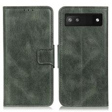 Google Pixel 6A Fodral Crazy Horse Läder Svartgrön
