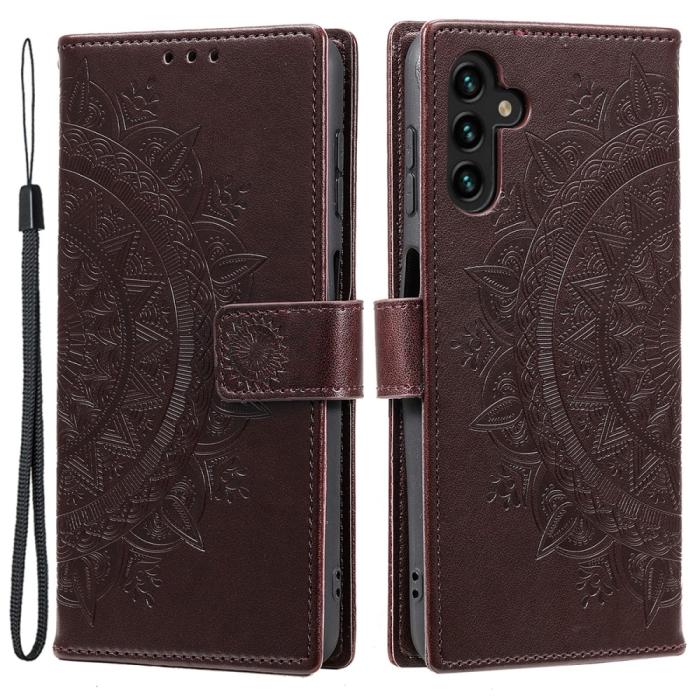 Bild 1, Samsung Galaxy A35 5G Fodral Mandala Läder Brun