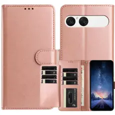 Sony Xperia 10 VII Fodral Multifunktionellt L&auml;der Ros&eacute;guld