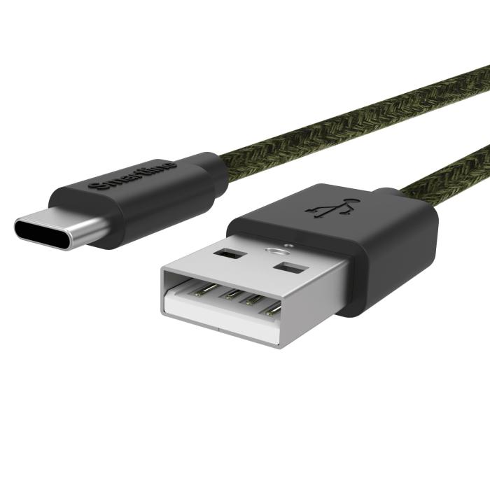 Bild 2, Smartline 2m 3A USB-C Fuzzy Laddningskabel Grön