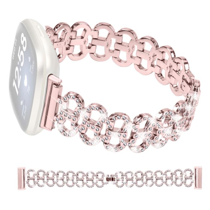 Bild 1, Fitbit Versa 4/Sense 2 Armband Metall Bling Rosa