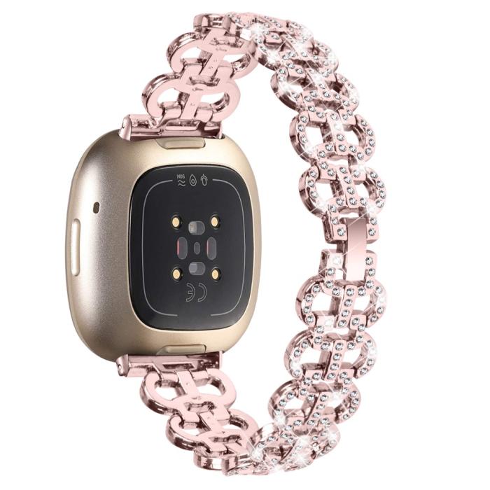 Bild 3, Fitbit Versa 4/Sense 2 Armband Metall Bling Rosa