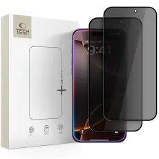 Tech-Protect iPhone 17 Pro/17/16 Pro 2-PACK Sk&auml;rmskydd H&auml;rdat Glas Privacy
