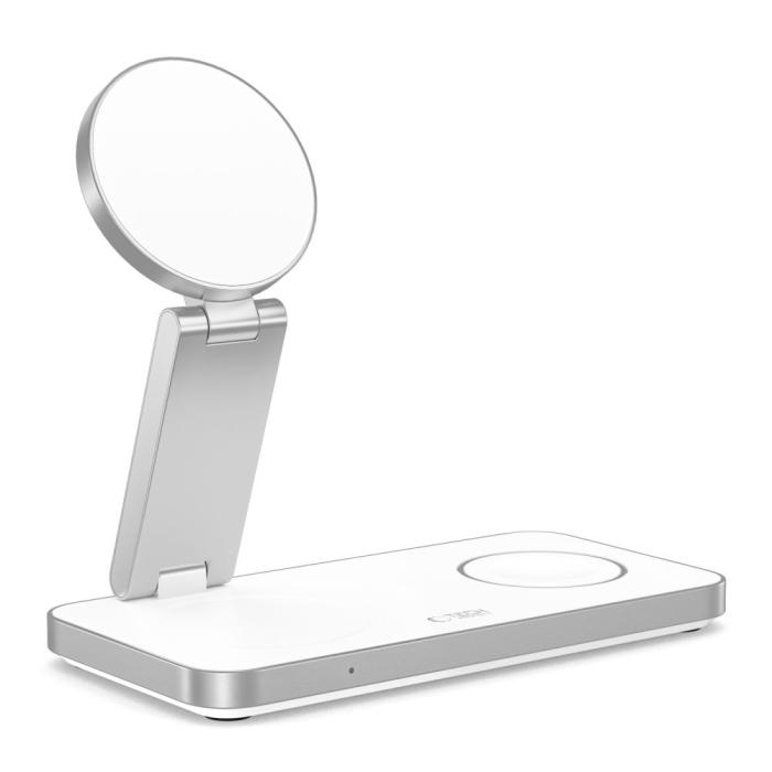 Bild 4, Tech-Protect 15W Qi Trådlös 3in1 Magnetisk MagSafe Laddare Vit