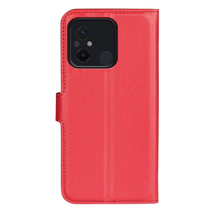 Bild 6, Xiaomi Redmi 12C 4G Fodral Litchi Läder Röd