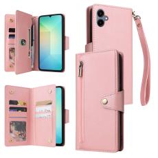 Samsung Galaxy A07 Fodral Multifunktionellt L&auml;der Ros&eacute;guld