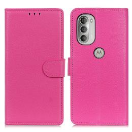 Motorola Moto G51 Fodral Litchi Textur Rosa