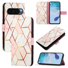Google Pixel 10/10 Pro / 9/9 Pro Fodral Marmor Rosa / Vit