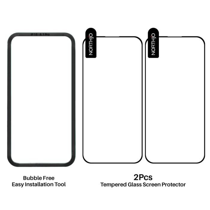 Bild 6, NORTHJO iPhone 15 Pro Skärmskydd Heltäckande Härdat Glas