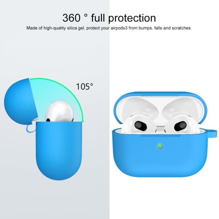 Bild 2, AirPods 3 Skal Silikon Med Krok Ljus Blå