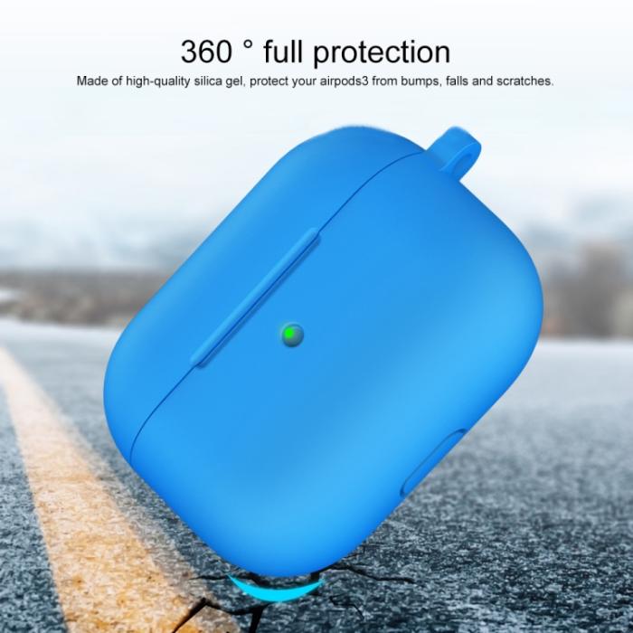 Bild 3, AirPods 3 Skal Silikon Med Krok Ljus Blå