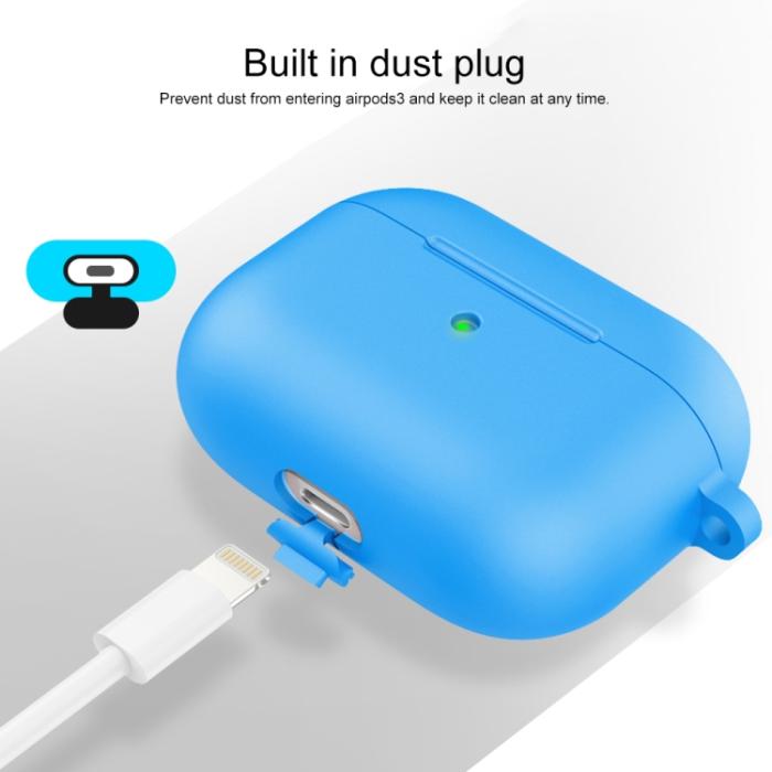 Bild 4, AirPods 3 Skal Silikon Med Krok Ljus Blå