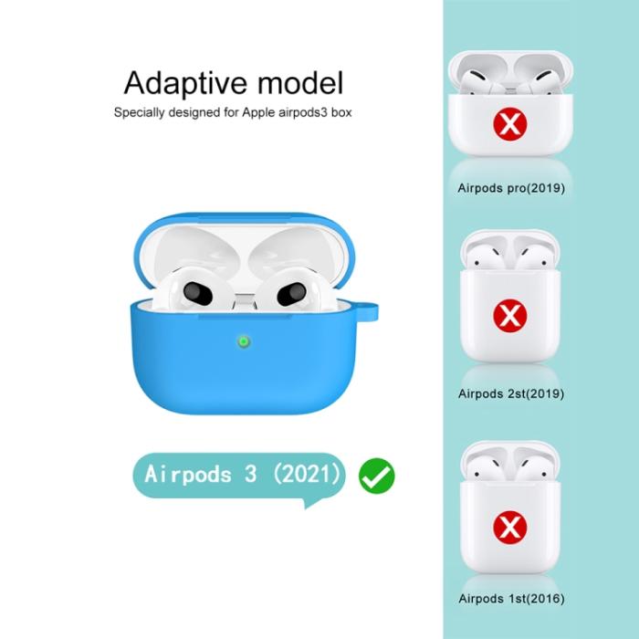 Bild 5, AirPods 3 Skal Silikon Med Krok Ljus Blå