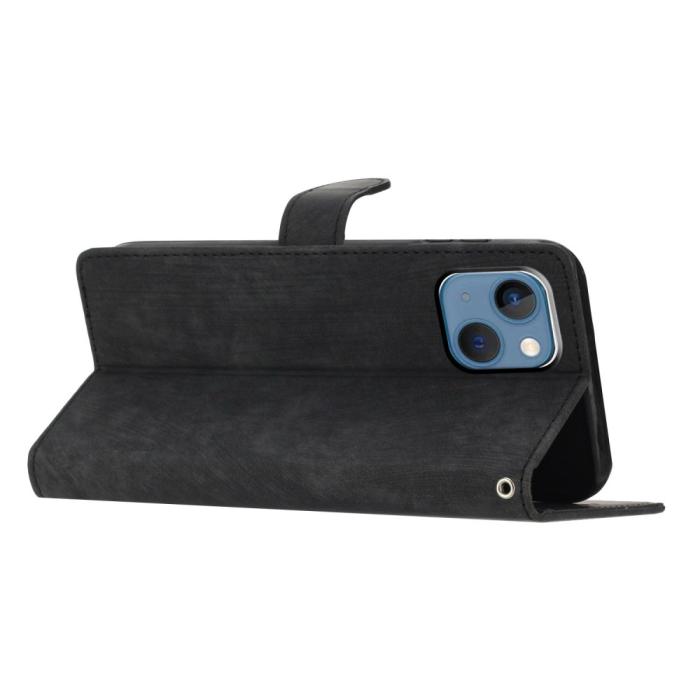 Bild 2, iPhone 15 Plus Fodral Skin Touch Läder Svart