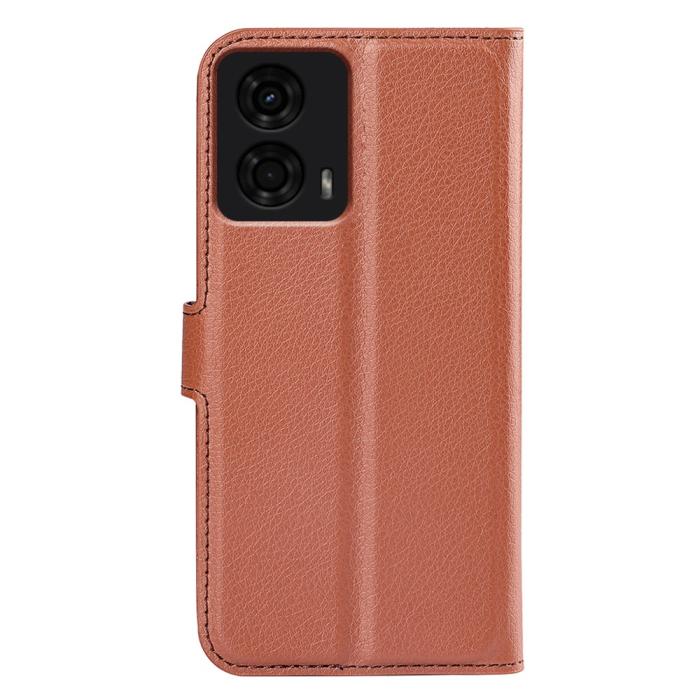 Bild 6, Motorola Moto G04 4G/G24 4G Fodral Litchi Läder Brun