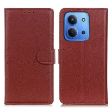 Xiaomi Redmi 15C Fodral Litchi L&auml;der Brun