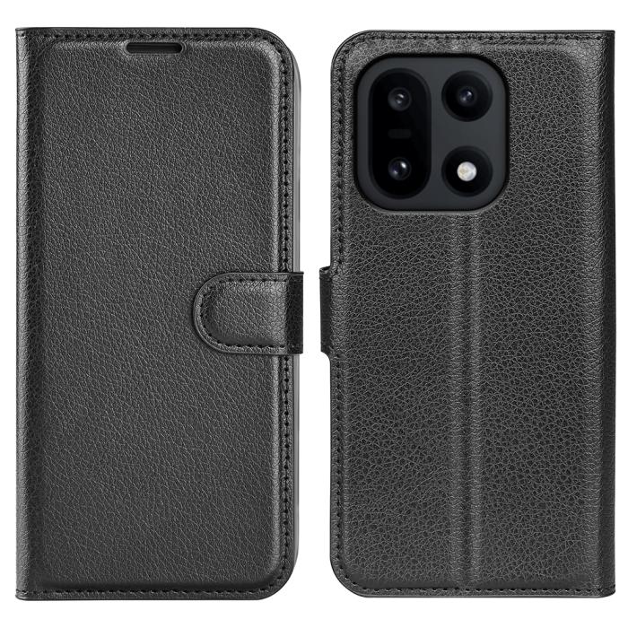 Bild 3, OnePlus 15 Fodral Litchi Läder Svart