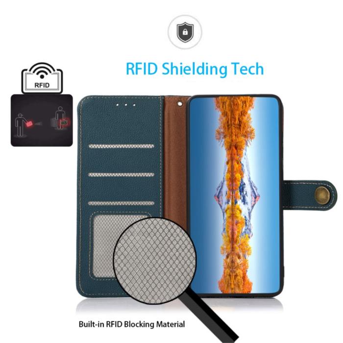 Bild 2, KHAZNEH Sony Xperia 10 V Fodral RFID Äkta Läder Grön