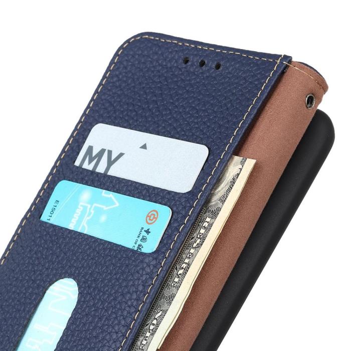 Bild 4, KHAZNEH Samsung Galaxy S24 FE Fodral Äkta Läder Mörk Blå
