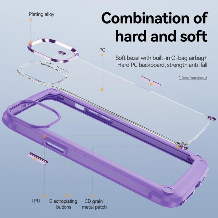 Bild 3, iPhone 15 Plus Skal Shockproof Hybrid Armor Lila