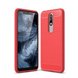 Nokia 5.1 Plus - Brushed TPU Skal - Röd