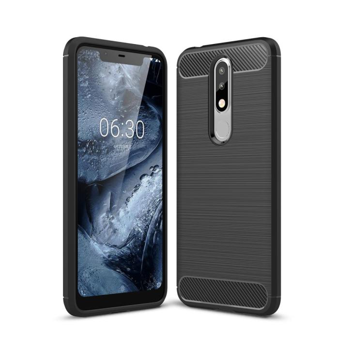 Bild 1, Nokia 5.1 Plus - Brushed TPU Skal - Svart