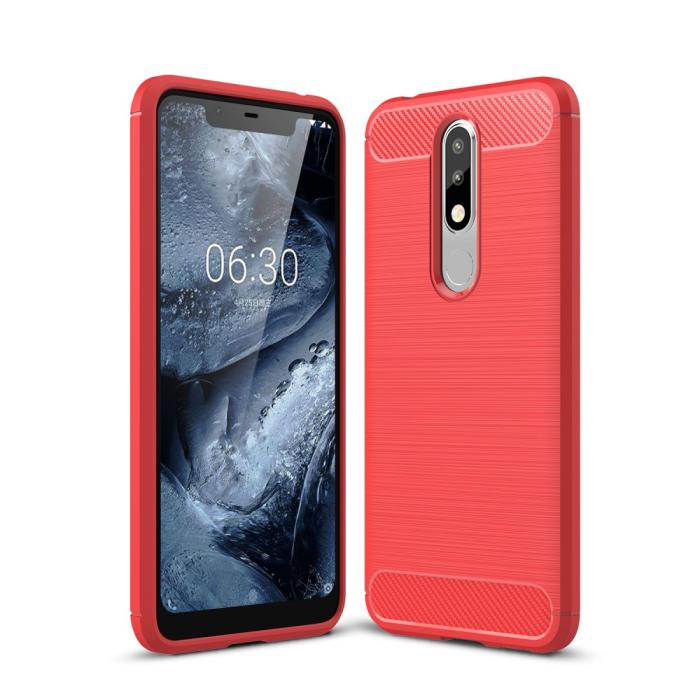 Bild 1, Nokia 5.1 Plus - Brushed TPU Skal - Röd