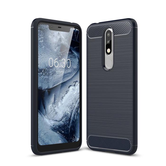 Bild 1, Nokia 5.1 Plus - Brushed TPU Skal - Navy Blue